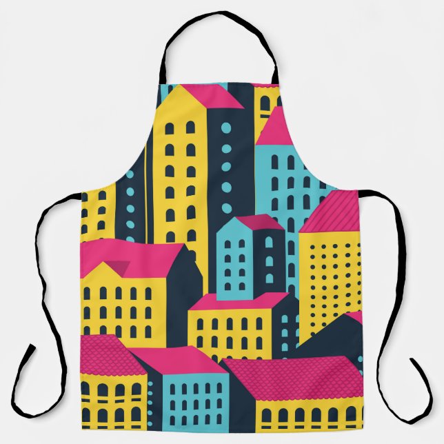 Abstract City Buildings Landscape Vintage Apron (Front)