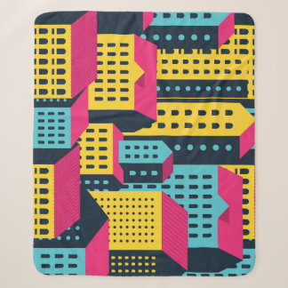 Abstract City Buildings Landscape Vintage Sherpa Blanket