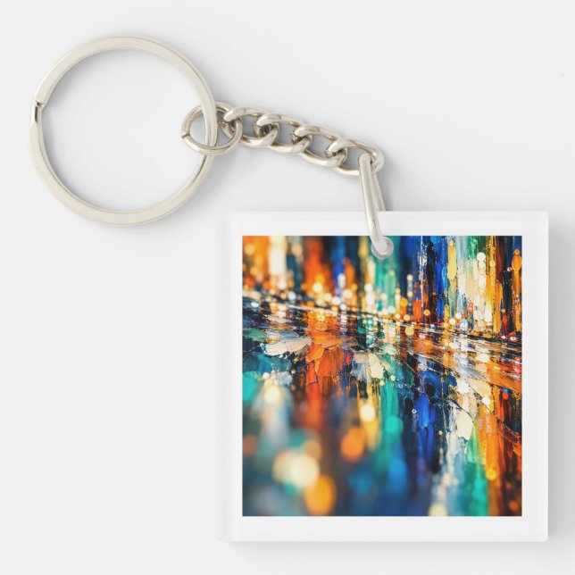 Abstract city night key ring (Front)
