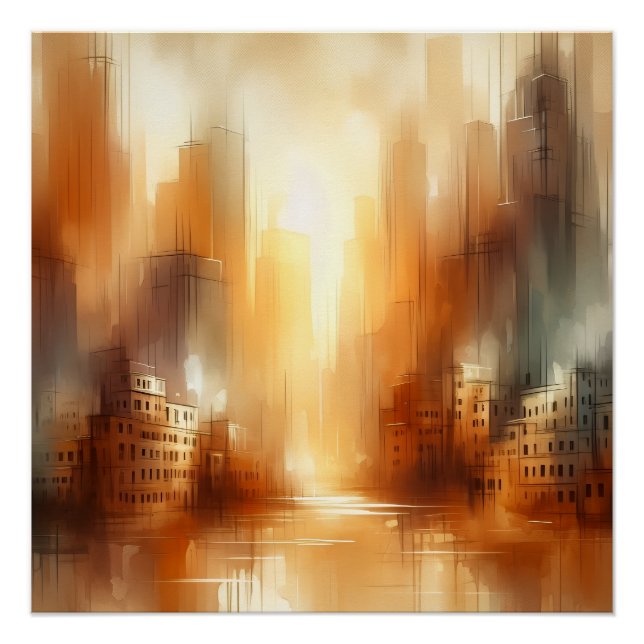 Abstract City Scape Glossy Poster (Front)