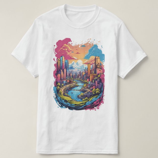 Abstract City Scene T-Shirt (Design Front)