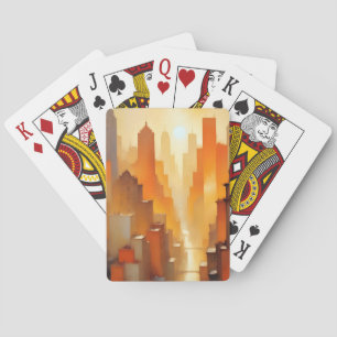 Abstract Cityscape Buildings Poster Background Art Playing Cards
