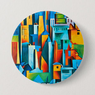 Abstract Cityscape Buildings Skyscrapers Art 7.5 Cm Round Badge