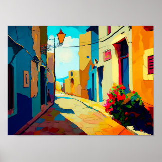 Abstract Cityscape Canvas Print Contemporary Stree