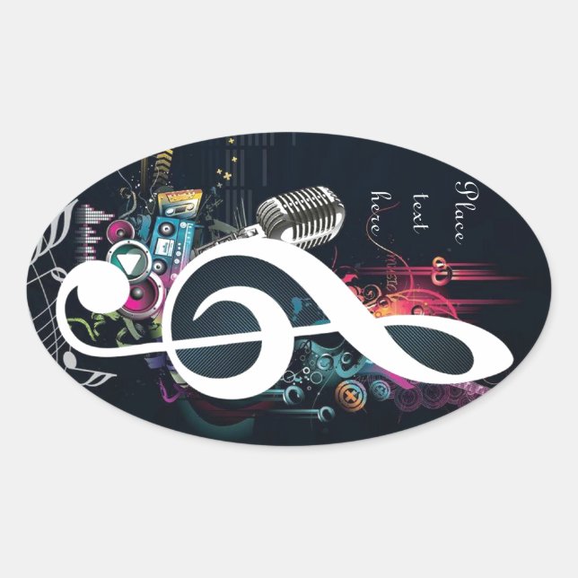 Abstract Cleft Note and Microphone Oval Sticker (Front)