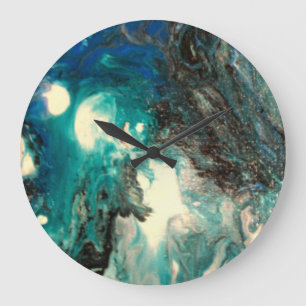 Abstract clock with fluid pour acrylic art design