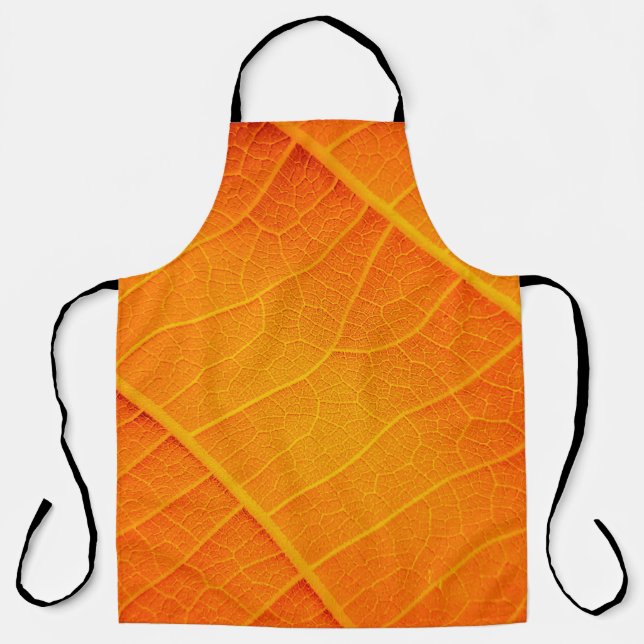 Abstract closeup of an orange and yellow leaf text apron (Front)