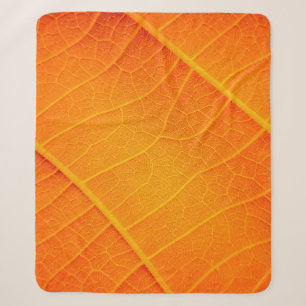 Abstract closeup of an orange and yellow leaf text sherpa blanket