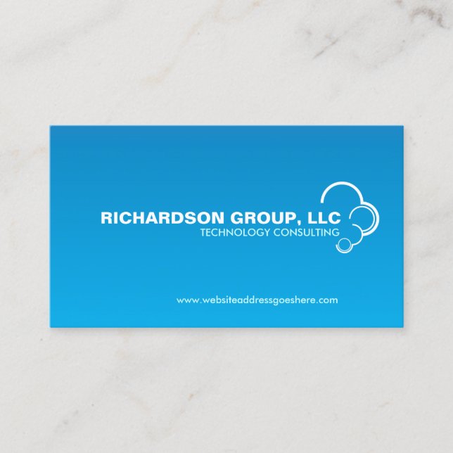 ABSTRACT CLOUD LOGO on BLUE GRADIENT Business Card (Front)
