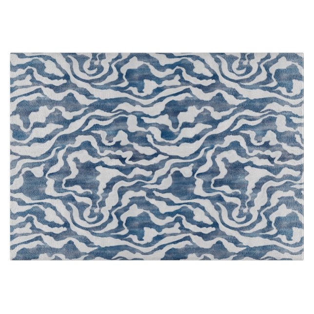 Abstract Clouds in Blue and White Cutting Board (Front)