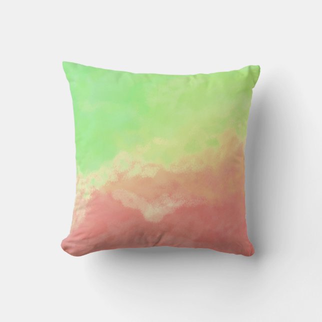 Abstract Clouds in Salmon & Lime Cushion (Front)