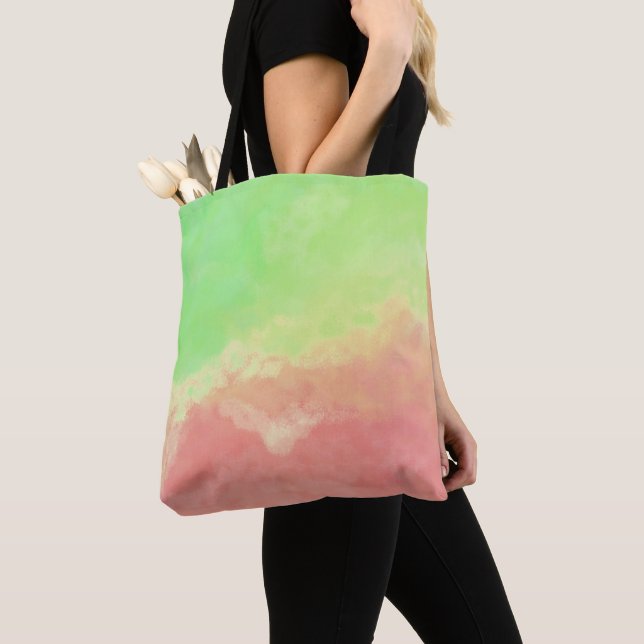 Abstract Clouds in Salmon & Lime Tote Bag (Close Up)