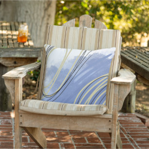 Abstract Coastal beach blue white gold Cushion