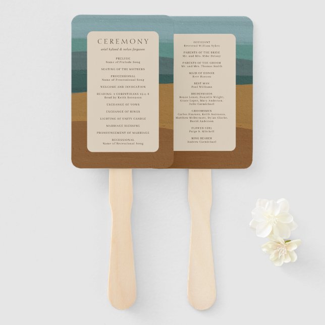 Abstract Coastal Chic Modern Wedding Hand Fan (Front and Back)