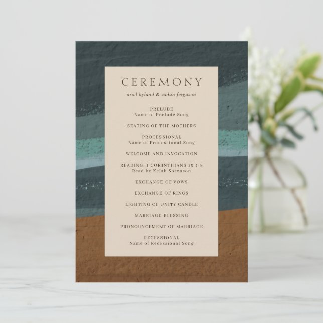 Abstract Coastal Chic Modern Wedding Programme (Standing Front)
