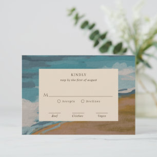 Abstract Coastal Chic Modern Wedding RSVP Card