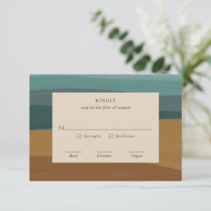 Abstract Coastal Chic Modern Wedding RSVP Card
