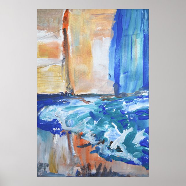 Abstract Coastal Waterfall Poster (Front)