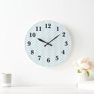 Abstract Coastal Wave Pattern Large Clock