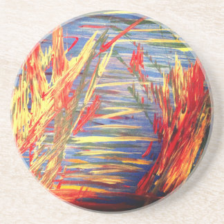 Abstract Coaster - Blue and Yellow "Fire Dance"