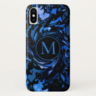Abstract Cobalt Blue and Black Wet Paint Monogram Case-Mate iPhone Case