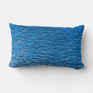 Abstract Cobalt Blue Textured Wall with Impasto Pa Lumbar Cushion