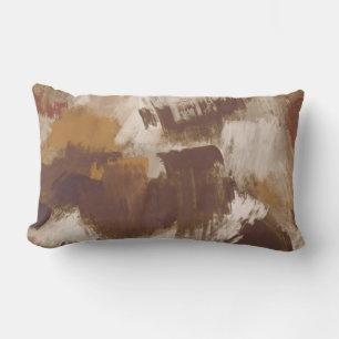 Abstract Coffee Colours Paint Strokes Lumbar Cushion