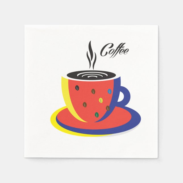 Abstract "Coffee Cup" Pop Art Trendy Stylish Napkin (Front)