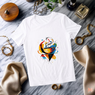 Abstract Coffee Cup T-Shirt | Colourful Artistic Tri-Blend Shirt