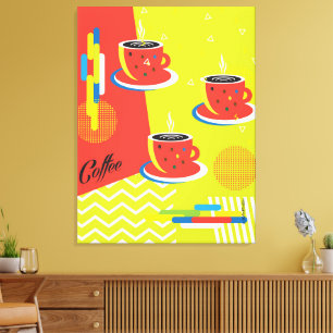 Abstract Coffee Cup Trendy Contemporary Art Canvas Print