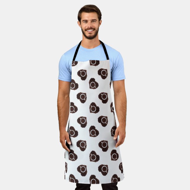 Abstract coffee heart pattern apron (Worn)