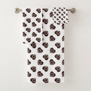 Abstract coffee heart pattern bath towel set