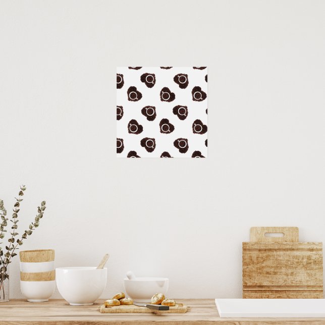 Abstract coffee heart pattern poster (Kitchen)