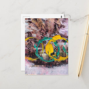 abstract collage circles postcard