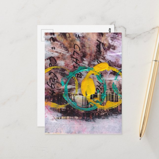 abstract collage circles  postcard (Front/Back In Situ)