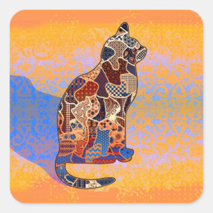 Abstract Collage Clarice the Cat ID103 Square Sticker