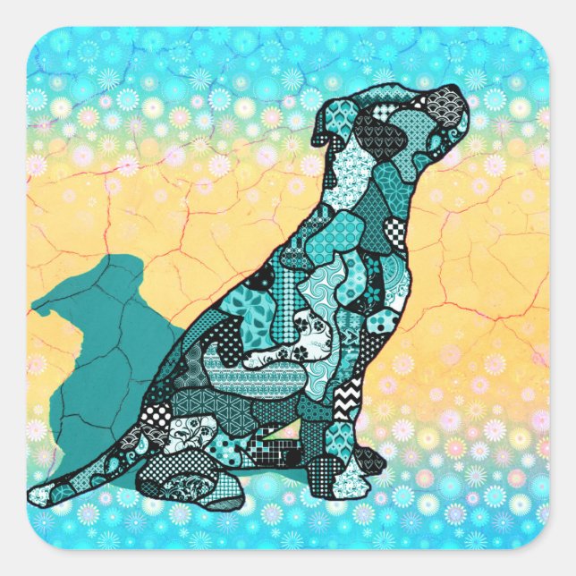 Abstract Collage Domingo the Dog ID106 Square Sticker (Front)