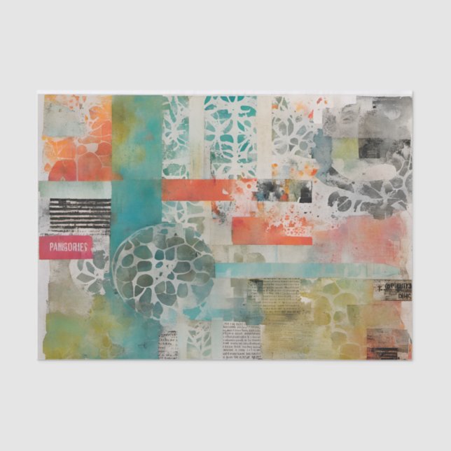 Abstract Collage Mixed Media Abstract Tissue Paper (Front)