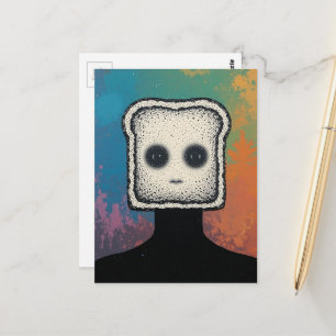 abstract collage with face of toast postcard