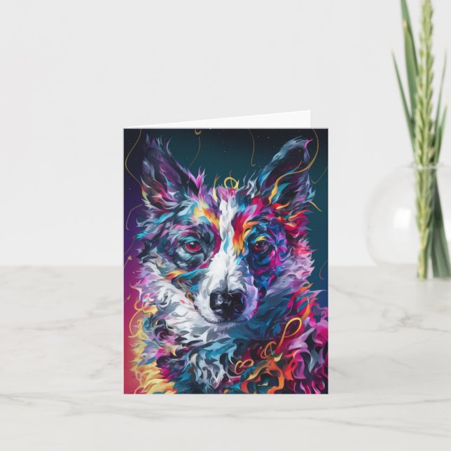 Abstract Collie Dog Blank Card (Front)
