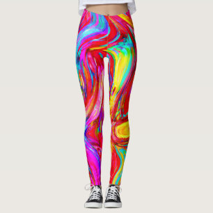 Abstract Color Blast Pattern Leggings