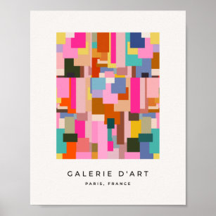 Abstract Color Block Mid Century Modern Geometric Poster