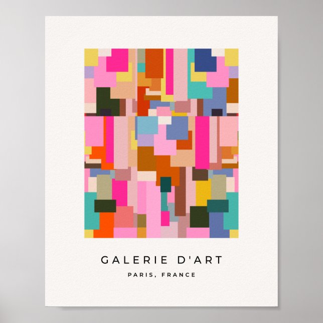 Abstract Color Block Mid Century Modern Geometric Poster (Front)