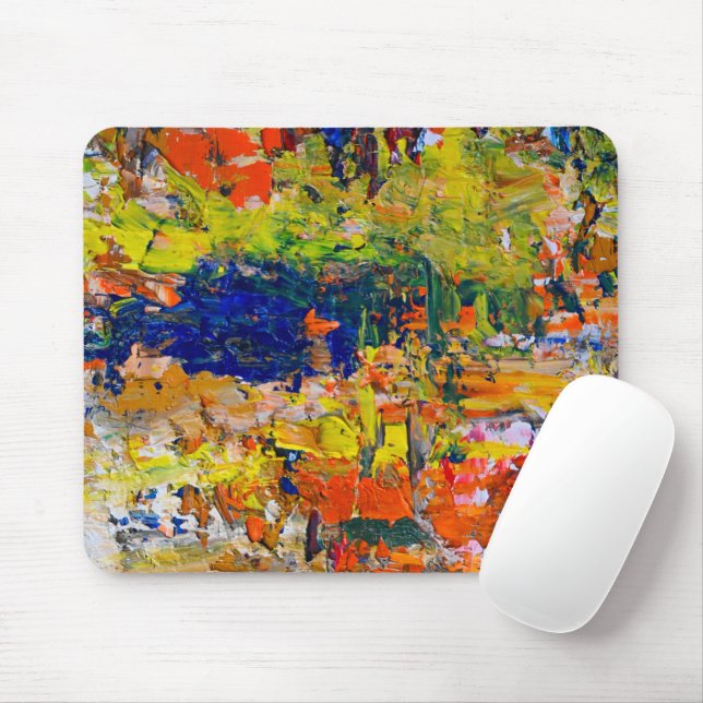 Abstract Color Strokes from Artist’s Palette Mouse Pad (With Mouse)