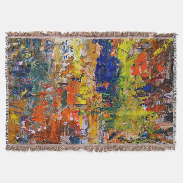 Abstract Color Strokes from Artist’s Palette Throw Blanket (Front)