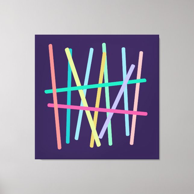 Abstract Colored Lines Minimalist Canvas Print (Front)