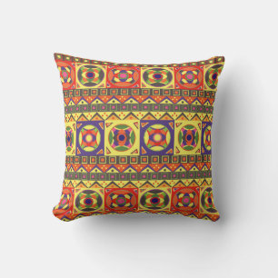 Abstract Colorful African Seamless Pattern with Ge Cushion