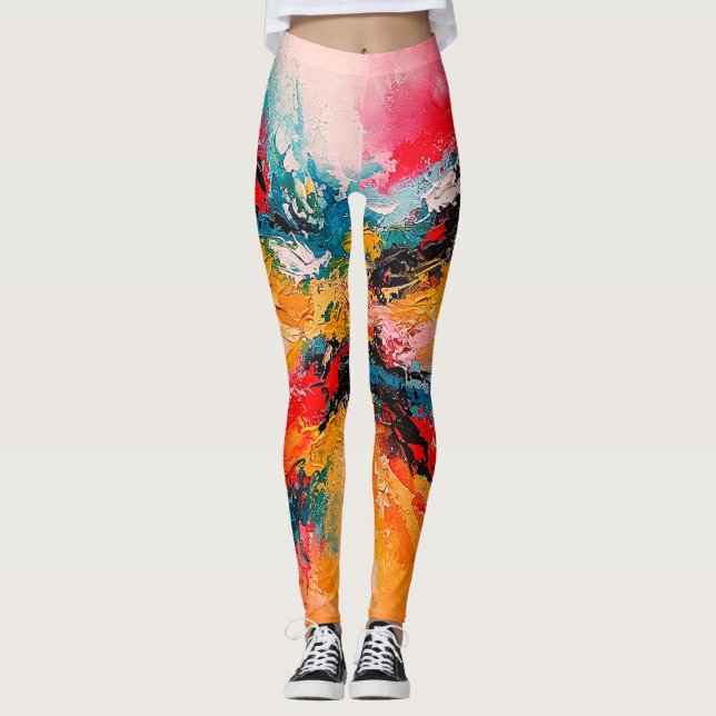 Abstract Colorful Art Leggings (Front)