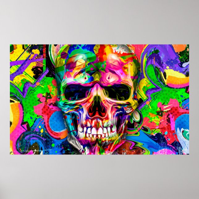 abstract colorful background with colorful skullar poster (Front)