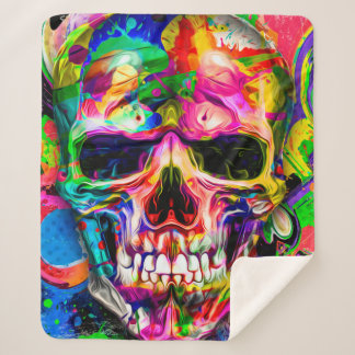 abstract colorful background with colorful skullar sherpa blanket